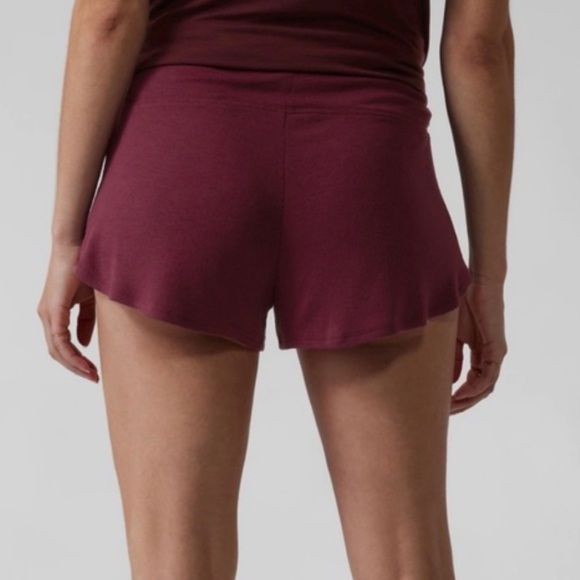 Athleta Well Rested Ribbed Sleep Shorts - Maroon/Medium - Picture 2 of 7